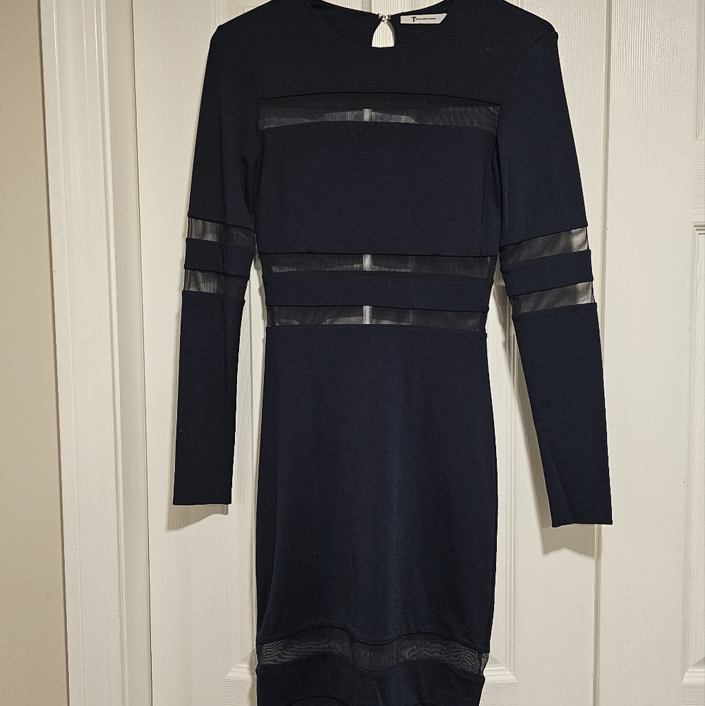 Alexander Wang Navy Blue Dress with Mesh Cutouts